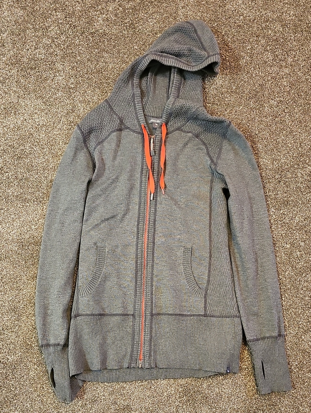 Eddie Bauer Gray Zip Hooded Sweater